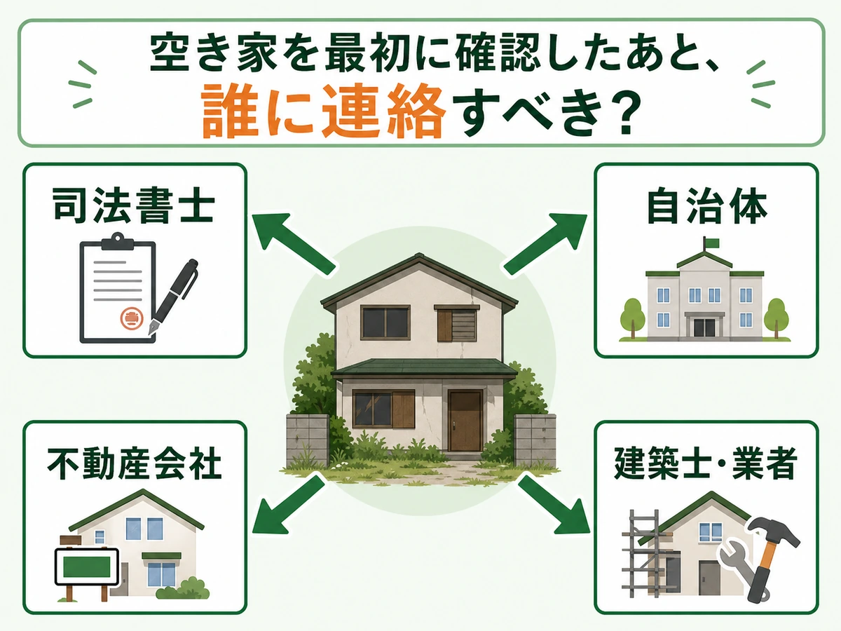 空き家の確認後に相談先を分ける判断図