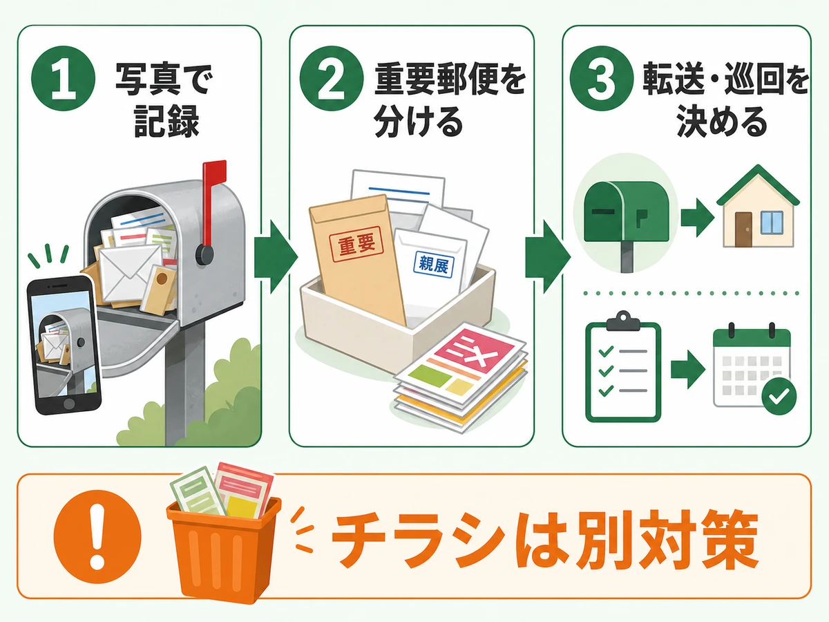 郵便ポストが溢れている空き家で最初に確認する流れ
