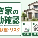 空き家の初動確認として名義・状態・リスクを示す図解