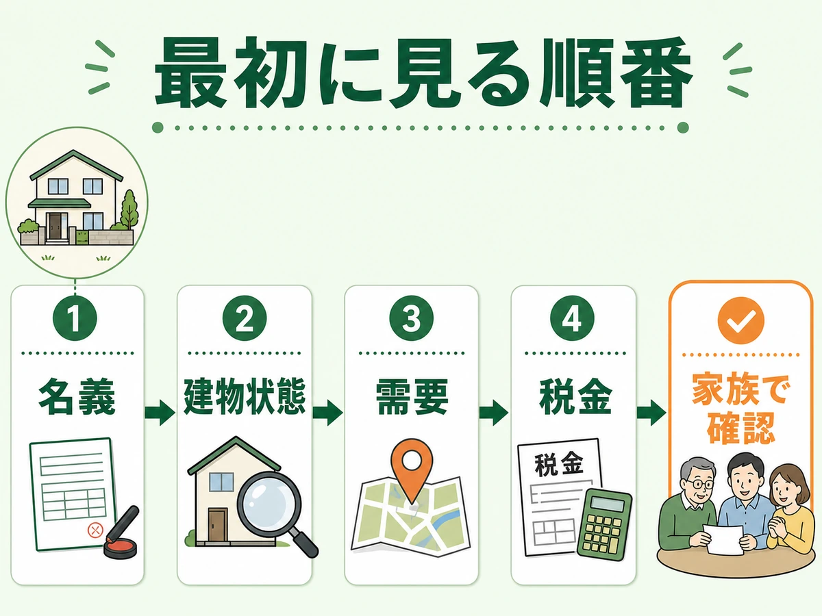 空き家の判断で最初に見る名義・建物状態・需要・税金の順番