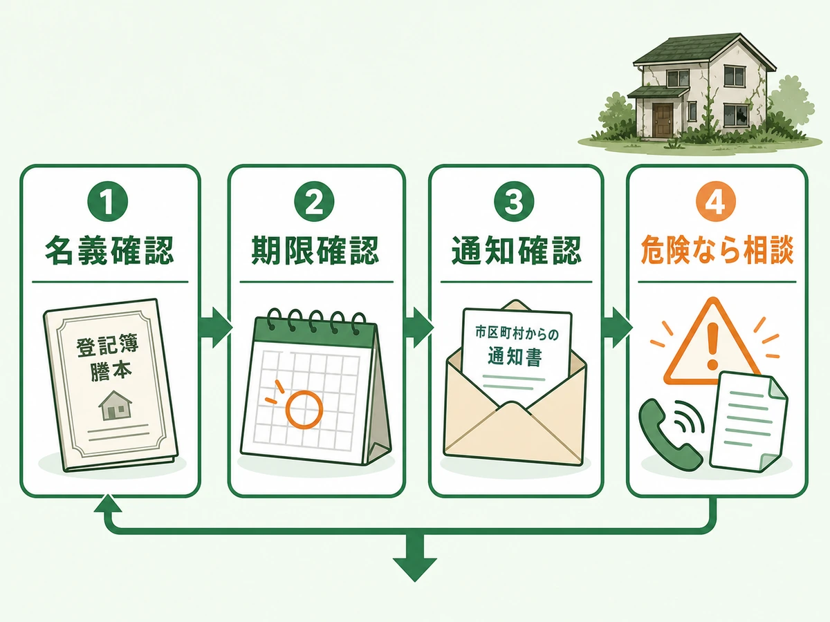 空き家を早く処分する前に確認する名義・期限・通知・相談条件の流れ