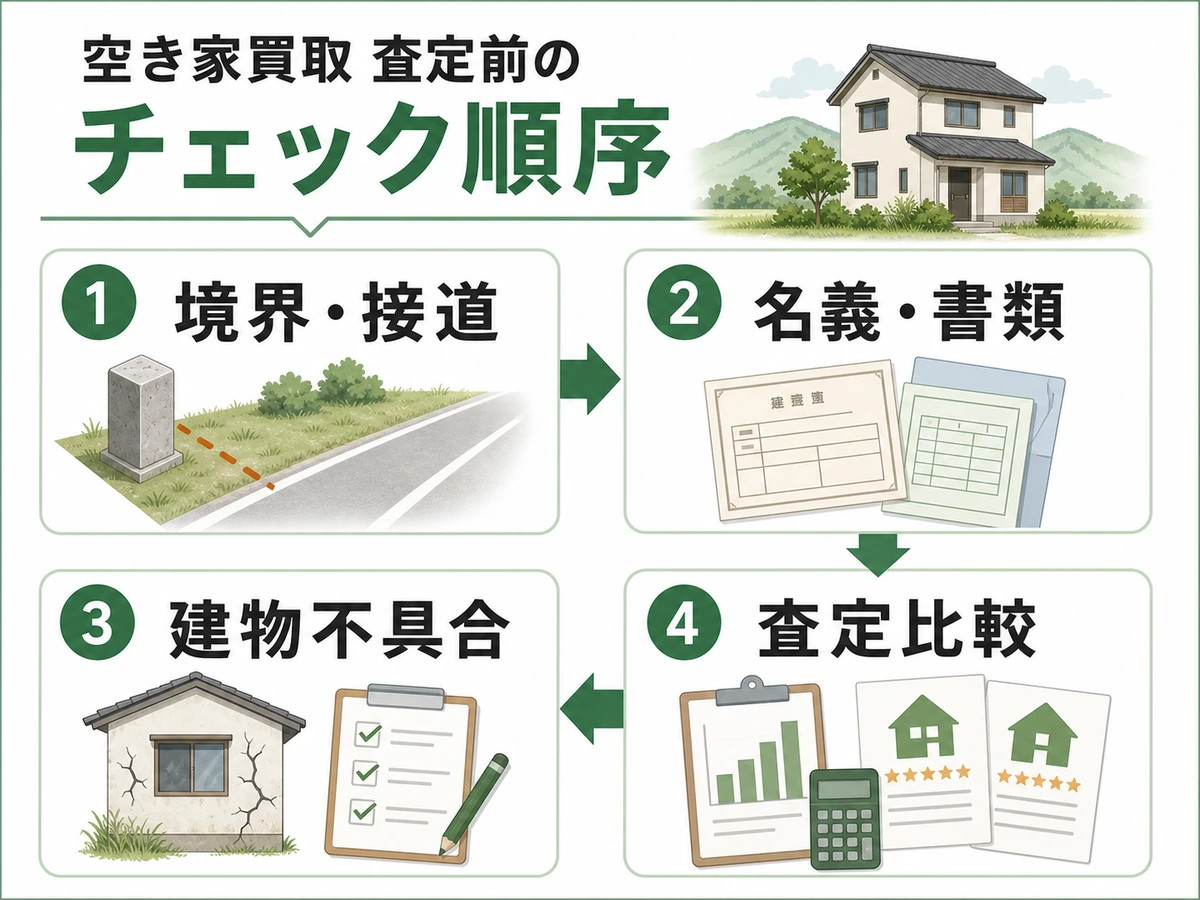 空き家買取の査定前に確認する境界・名義・不具合・査定比較の流れ