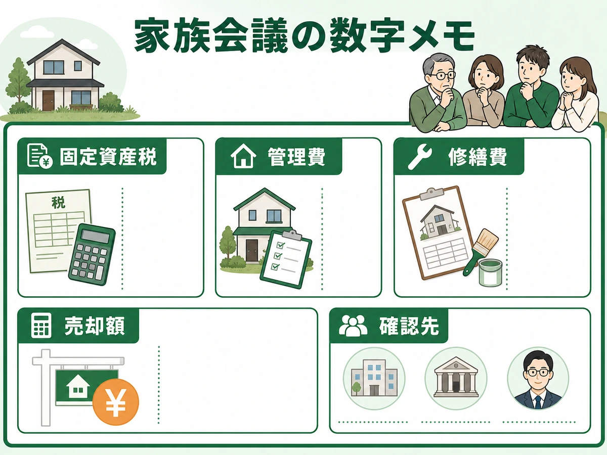 家族会議で確認する固定資産税や管理費などの数字メモ