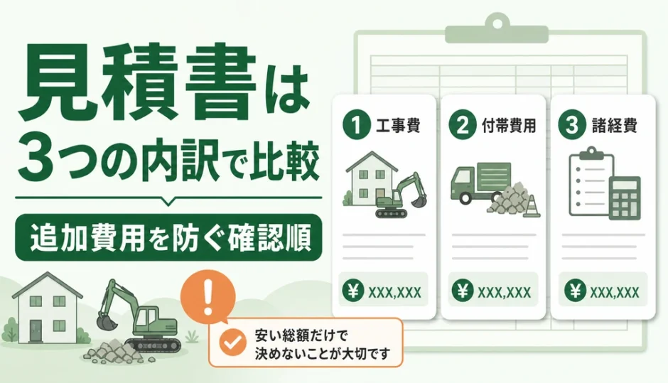 空き家工事の見積書を3つの内訳で比較する確認順