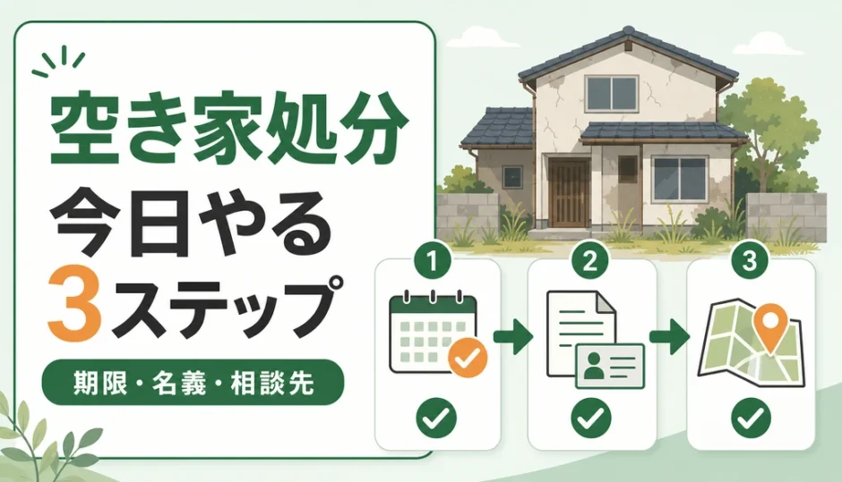 空き家処分で今日確認する期限・名義・相談先を示すサムネイル