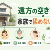 遠方の空き家管理で家族が揉めない役割表を示す図解
