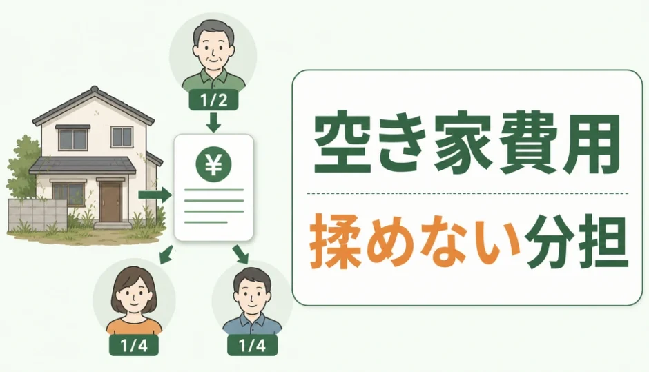 相続した空き家の費用分担を持分割合で整理するイメージ