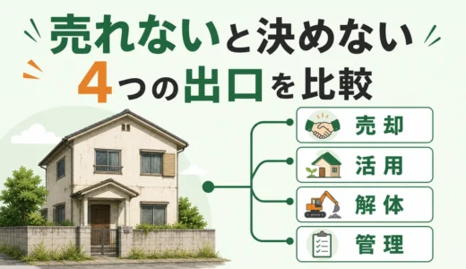 再建築不可の空き家の売却・活用・解体・管理を比較する図