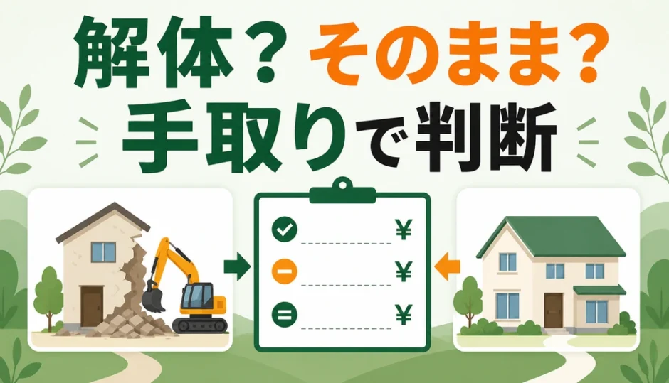 空き家を解体して売るか、そのまま売るかを手取りで判断するイメージ