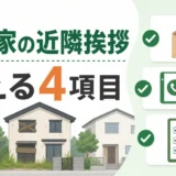 空き家の近隣挨拶で伝える4項目を示す図解