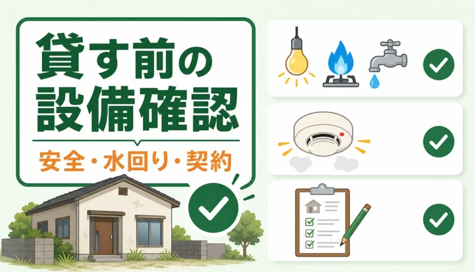 空き家を貸す前の設備確認を示すチェックリスト画像