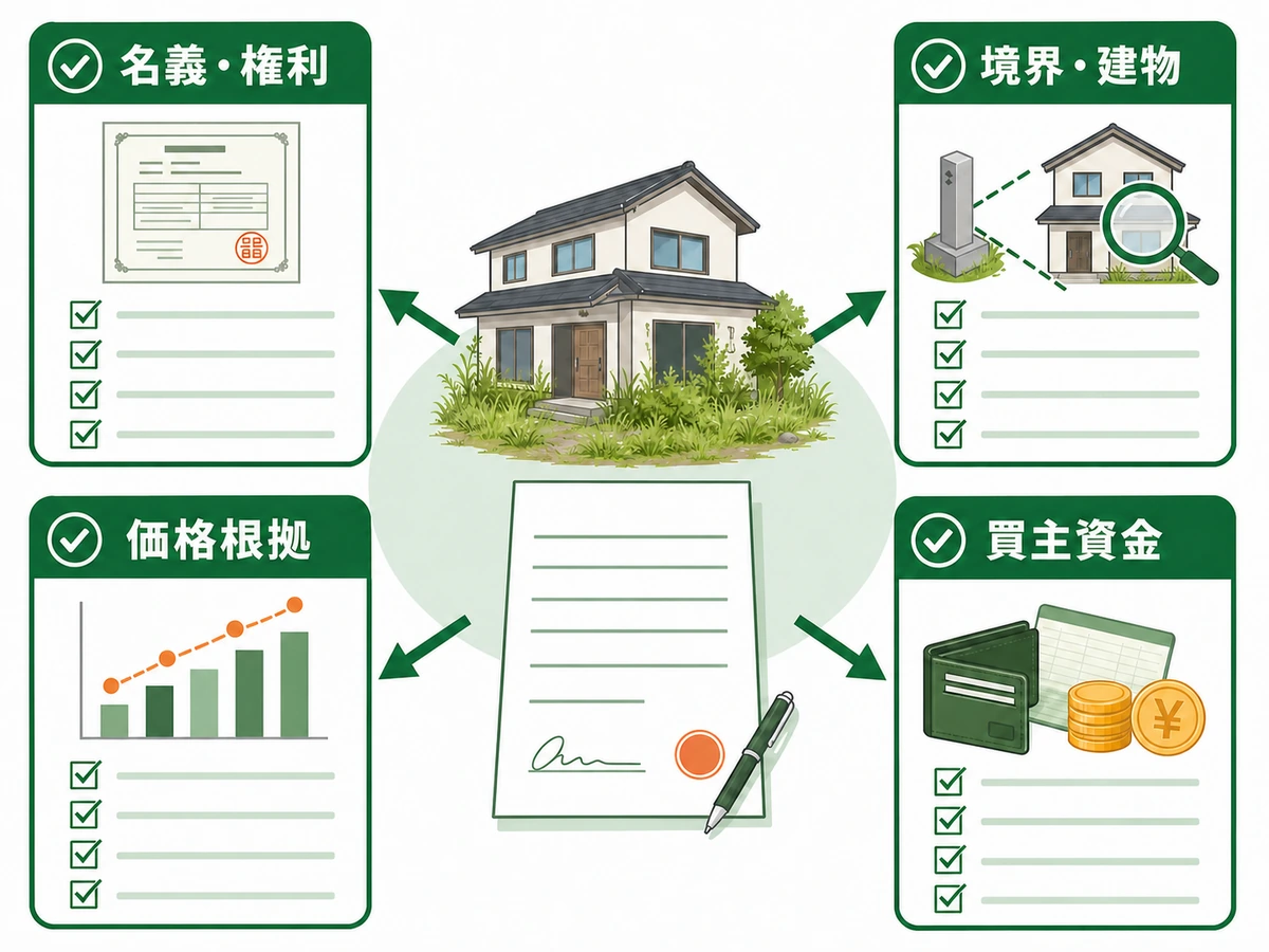 空き家の個人間売買で契約前に確認する名義・境界・価格・買主資金の流れ