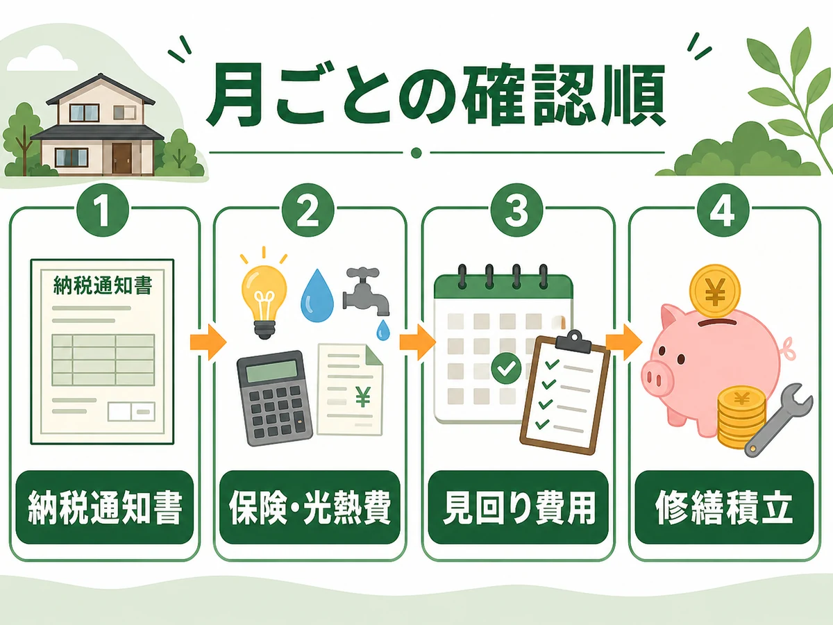 空き家の維持費を月ごとに確認する順番