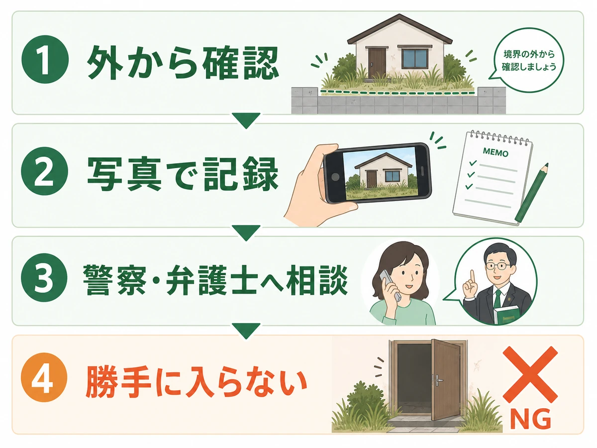 空き家に勝手に人が住んでいると分かった時の初動チェックフロー