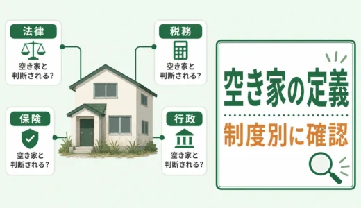 空き家の定義は制度で変わる｜法律・税務・保険の確認順