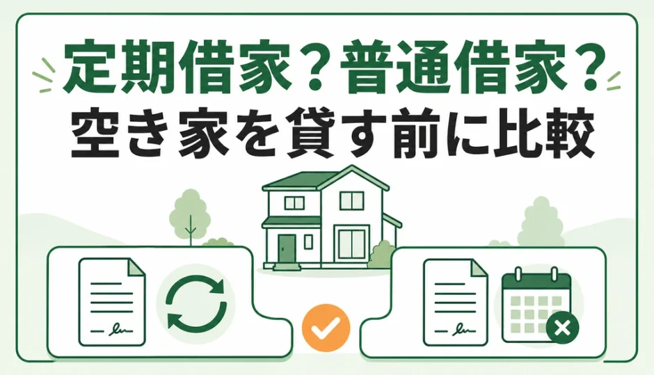 定期借家と普通借家を比較して空き家の契約方式を選ぶイメージ