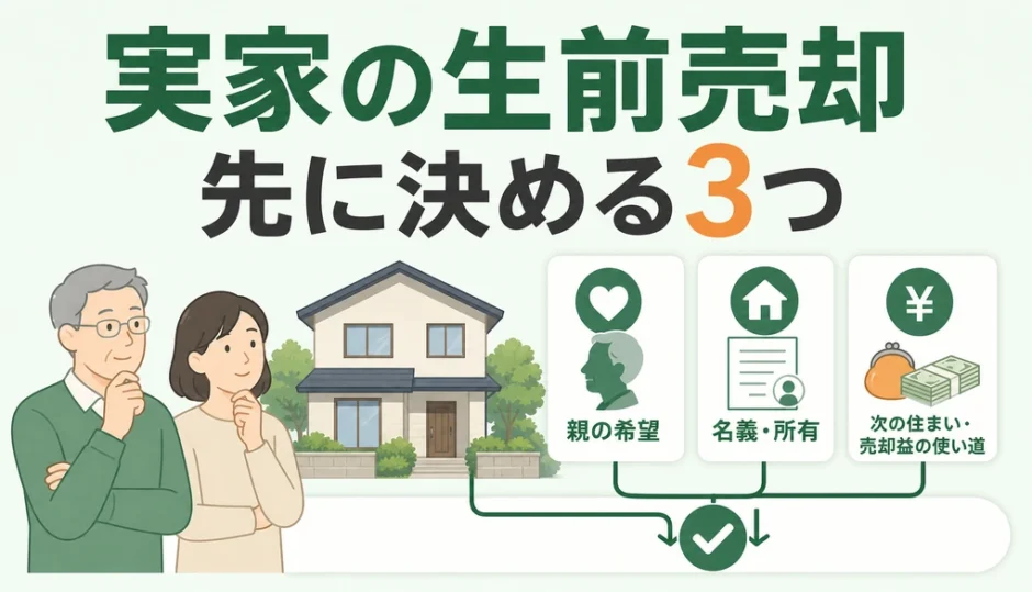 実家の生前売却で先に決めることを示すイラスト