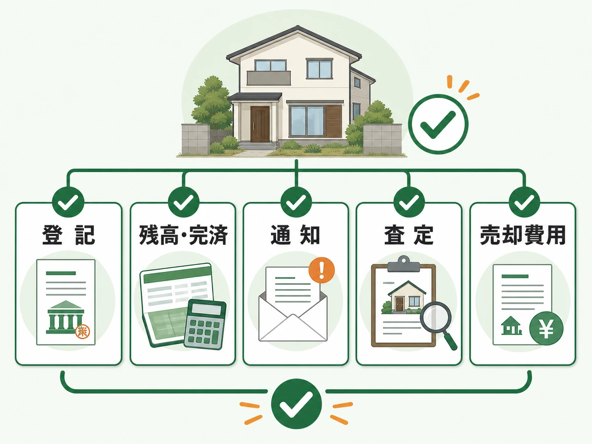 相続空き家の抵当権を確認する登記・残高・通知・査定・売却費用の5資料