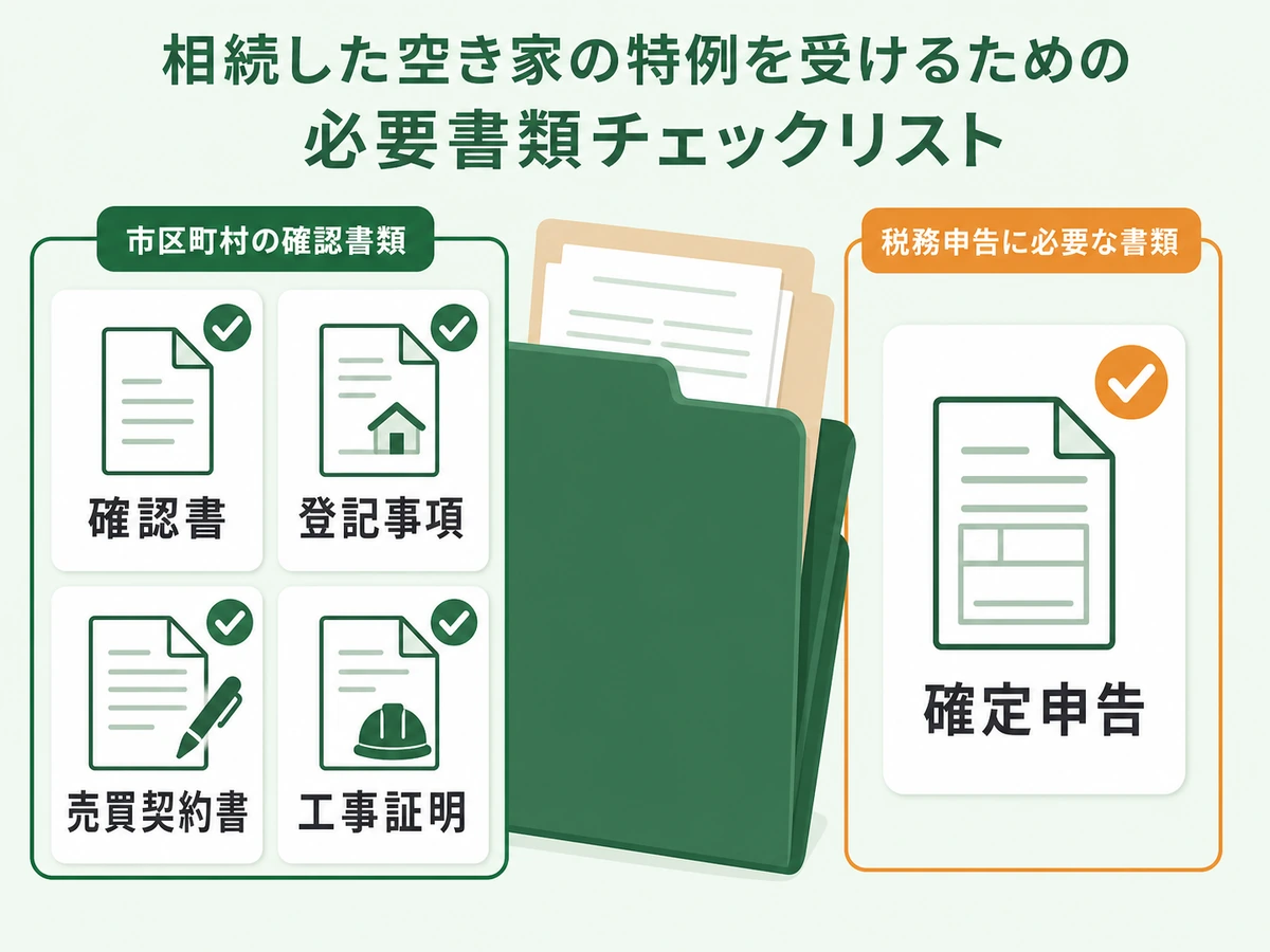 空き家特例の確定申告で準備する確認書・登記事項・売買契約書・工事証明のチェックリスト