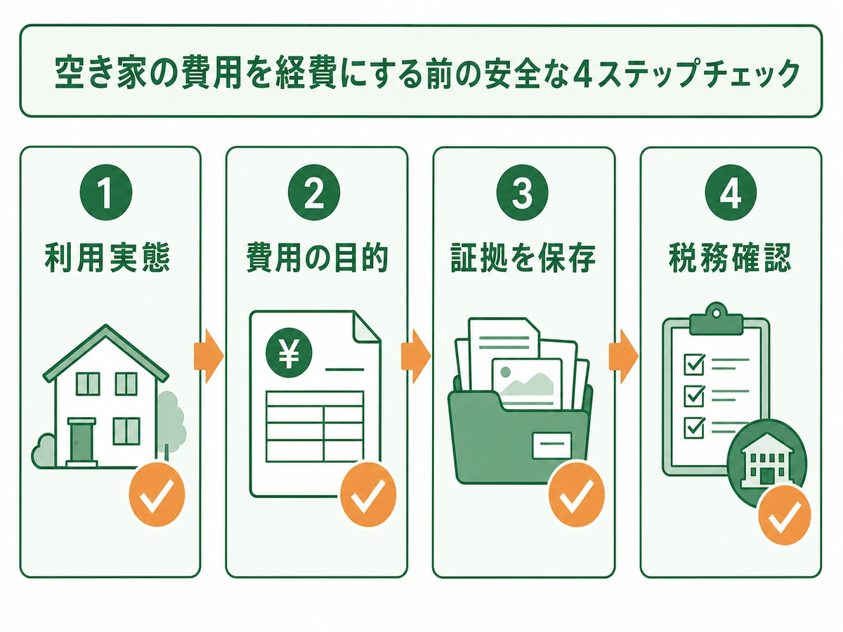 空き家費用の確定申告で利用実態、費用の目的、証拠保存、税務確認の順に見るフロー
