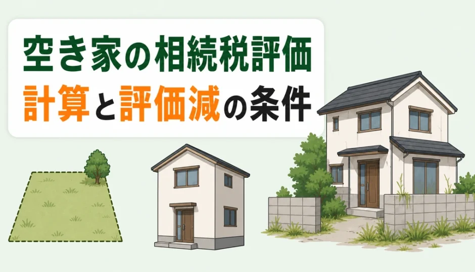 空き家の相続税評価額を土地・建物と評価減の条件に分けて確認する図