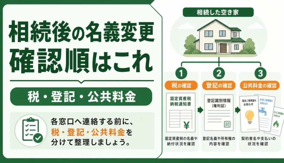 相続後の名義変更で固定資産税・登記・公共料金を分ける確認順