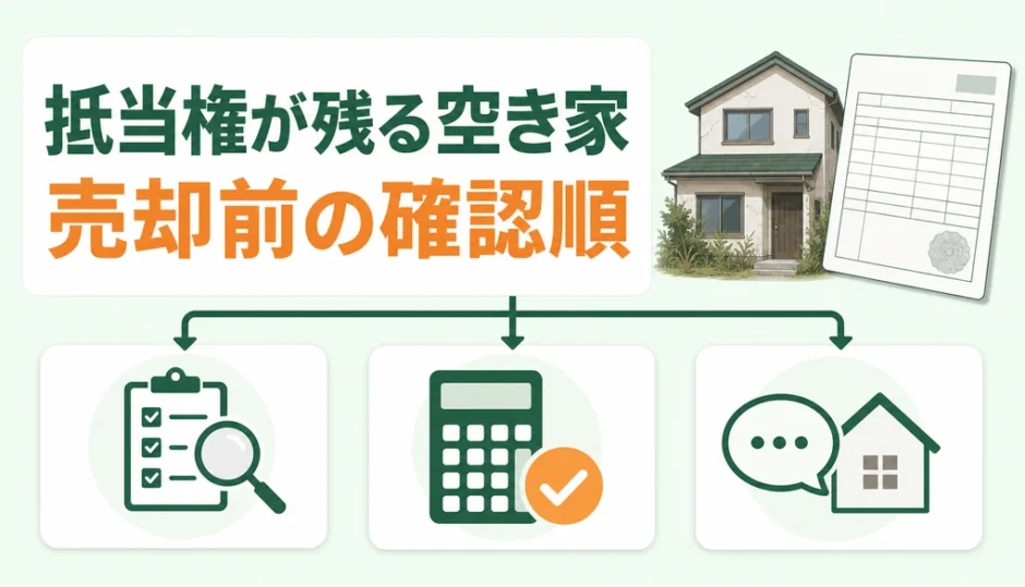 抵当権が残る相続空き家の売却前の確認順を示す図